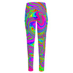 Abstract Psychedelic Liquid Trippy Print High-Waisted Pocket Leggings