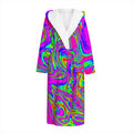 Abstract Psychedelic Liquid Trippy Print Hooded Bathrobe