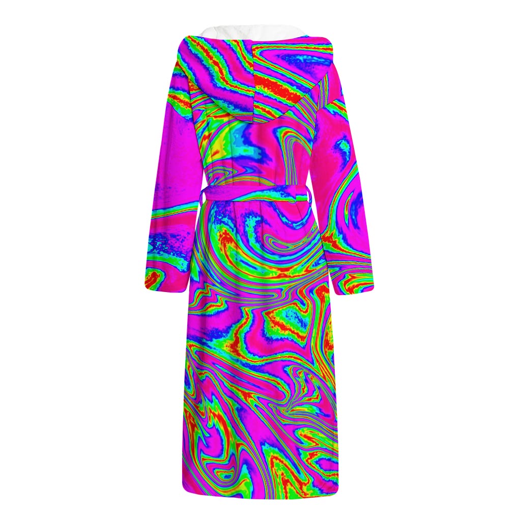 Abstract Psychedelic Liquid Trippy Print Hooded Bathrobe