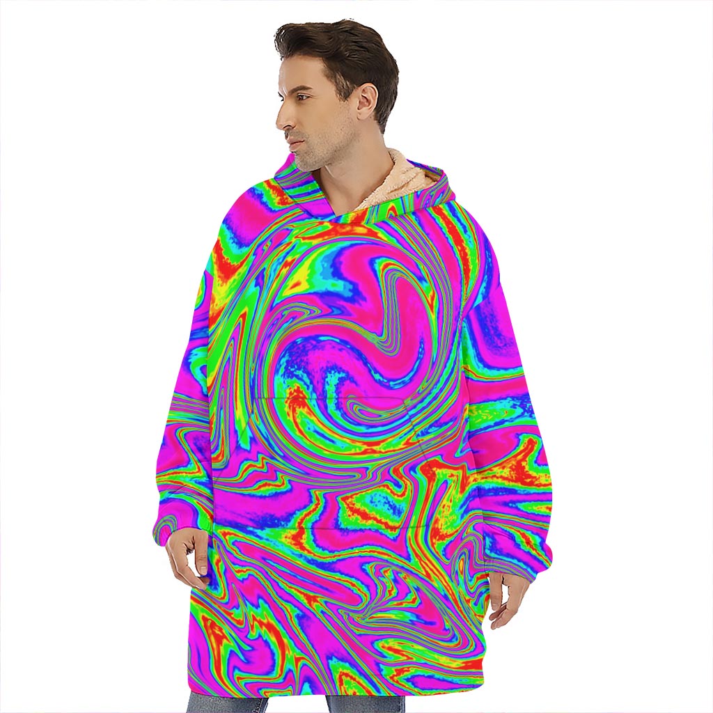 Abstract Psychedelic Liquid Trippy Print Hoodie Blanket