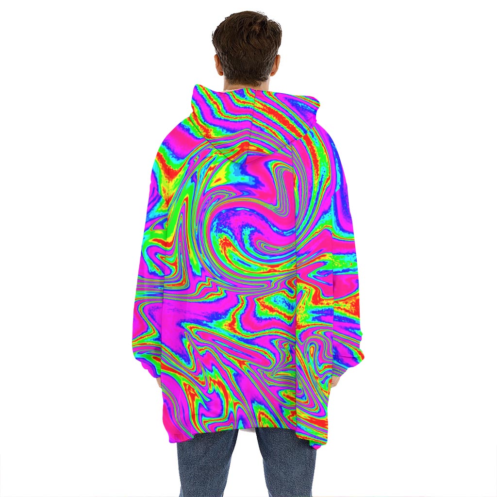 Abstract Psychedelic Liquid Trippy Print Hoodie Blanket