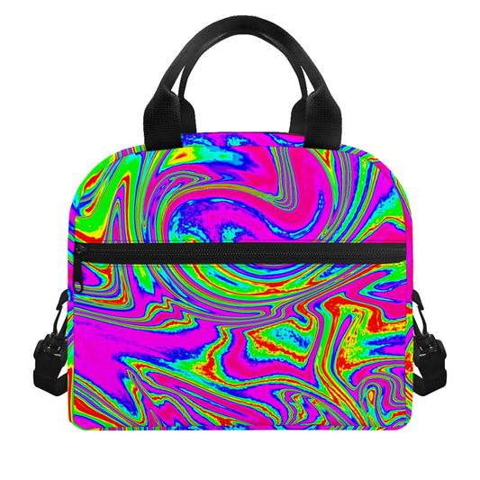 Abstract Psychedelic Liquid Trippy Print Insulated Lunch Bag