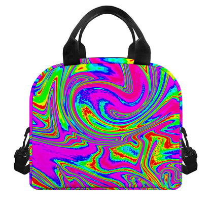 Abstract Psychedelic Liquid Trippy Print Insulated Lunch Bag