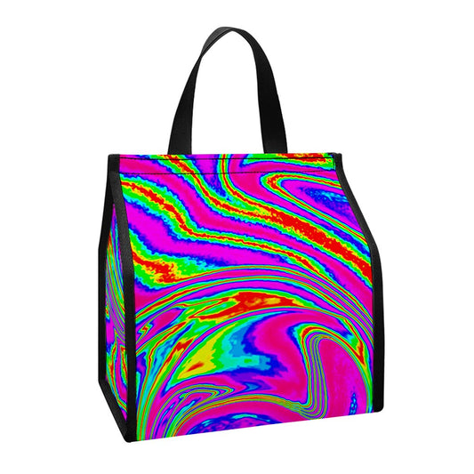 Abstract Psychedelic Liquid Trippy Print Insulated Lunch Tote