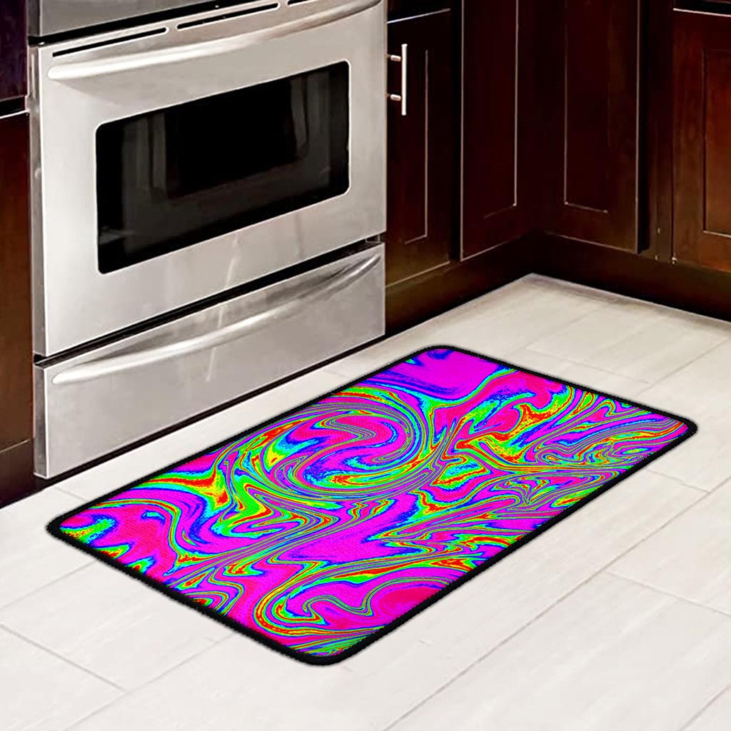 Abstract Psychedelic Liquid Trippy Print Kitchen Mat