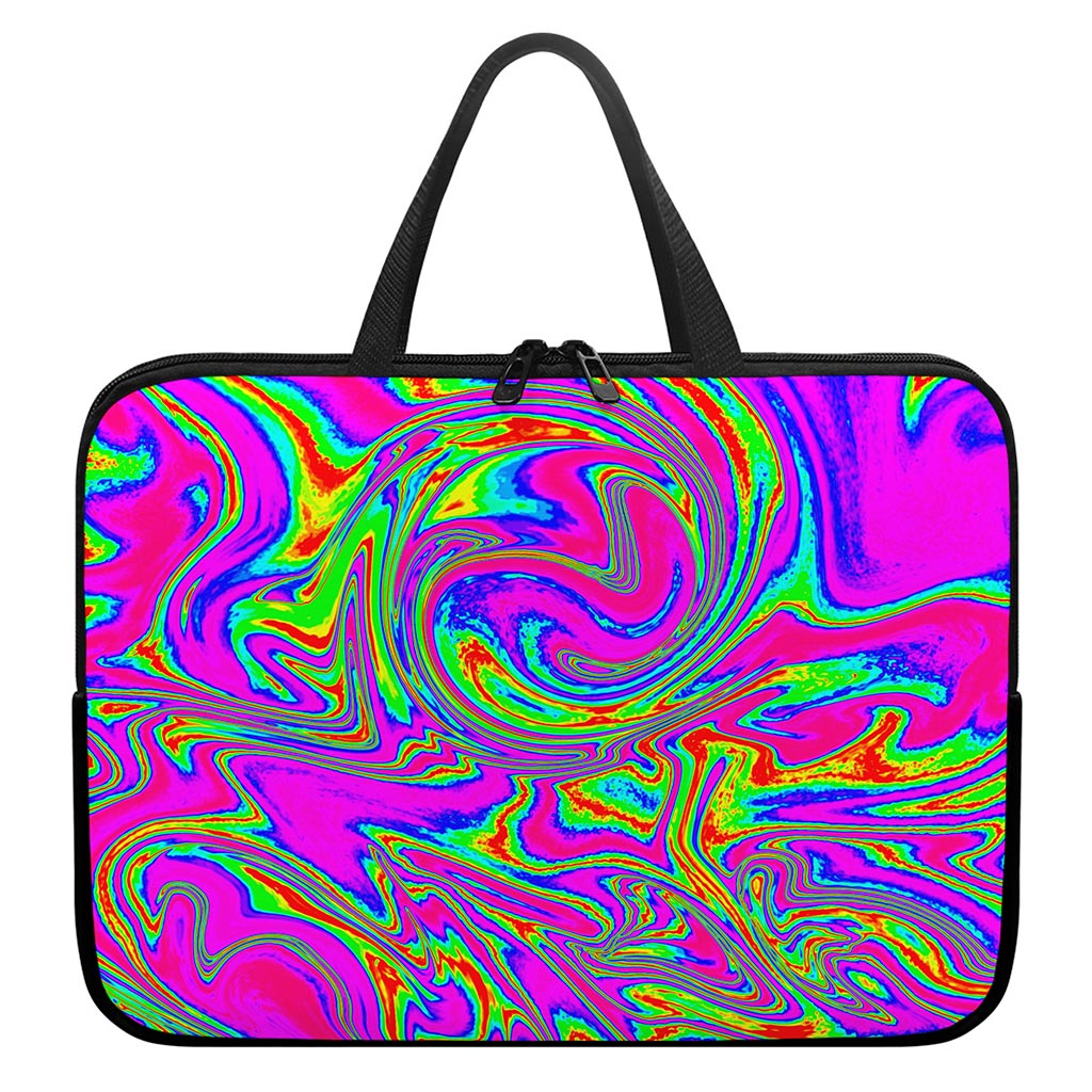Abstract Psychedelic Liquid Trippy Print Laptop Sleeve With Handle