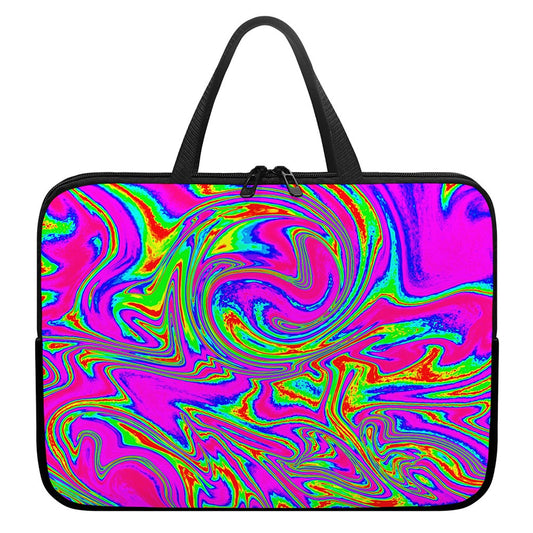 Abstract Psychedelic Liquid Trippy Print Laptop Sleeve With Handle