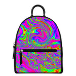 Abstract Psychedelic Liquid Trippy Print Leather Backpack