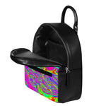 Abstract Psychedelic Liquid Trippy Print Leather Backpack
