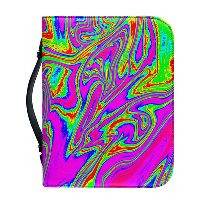 Abstract Psychedelic Liquid Trippy Print Leather Bible Cover