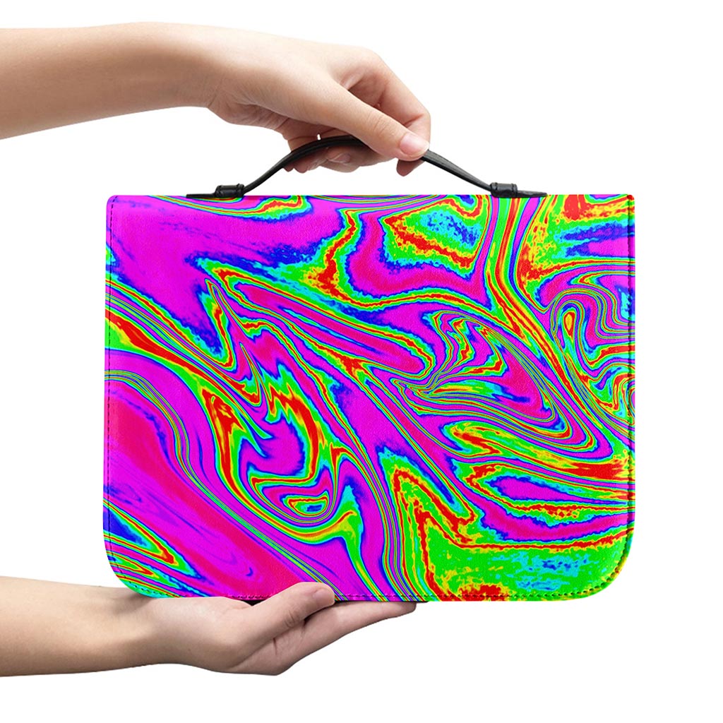 Abstract Psychedelic Liquid Trippy Print Leather Bible Cover