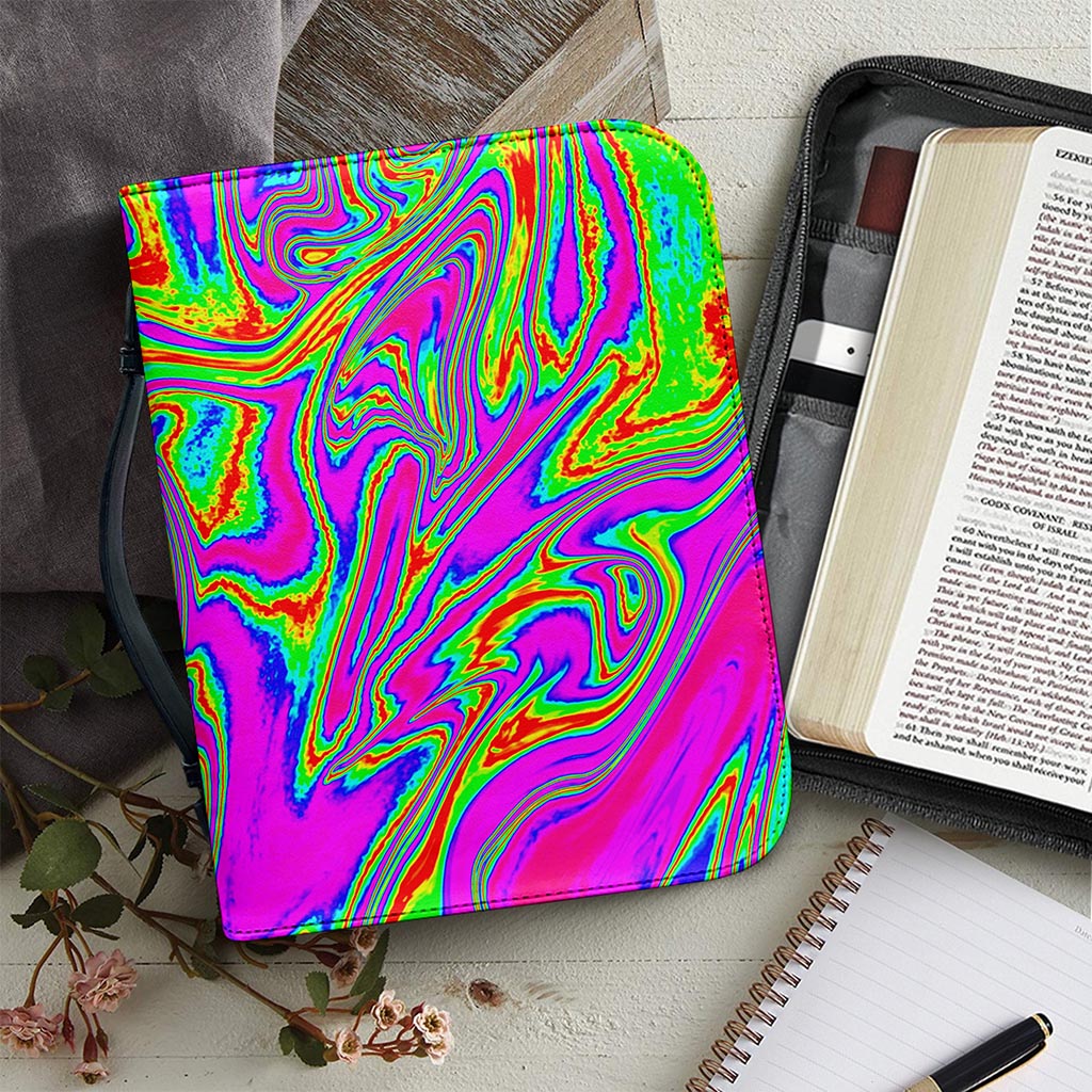 Abstract Psychedelic Liquid Trippy Print Leather Bible Cover