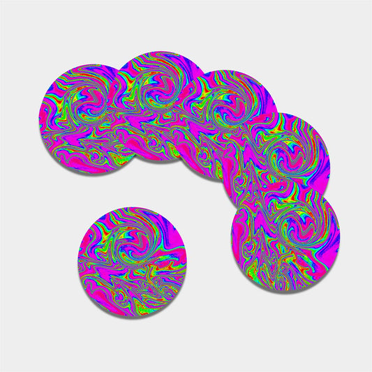Abstract Psychedelic Liquid Trippy Print Leather Coaster Set