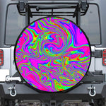 Abstract Psychedelic Liquid Trippy Print Leather Spare Tire Cover