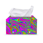 Abstract Psychedelic Liquid Trippy Print Leather Tissue Box Cover