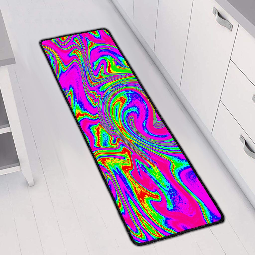 Abstract Psychedelic Liquid Trippy Print Long Kitchen Mat
