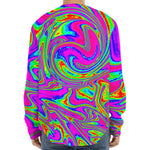 Abstract Psychedelic Liquid Trippy Print Long Sleeve Baseball Jersey