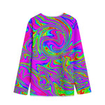 Abstract Psychedelic Liquid Trippy Print Long Sleeve Short Coat