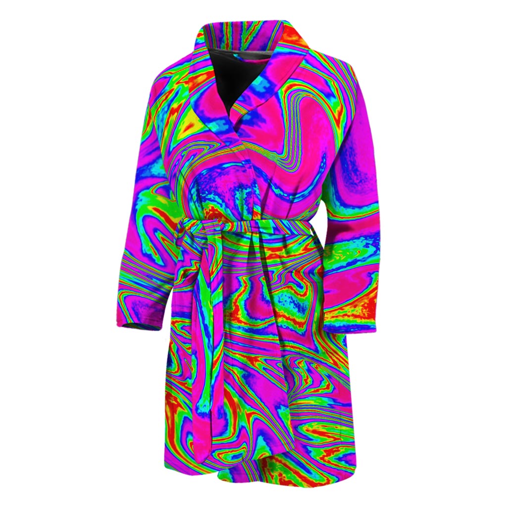 Abstract Psychedelic Liquid Trippy Print Men's Bathrobe