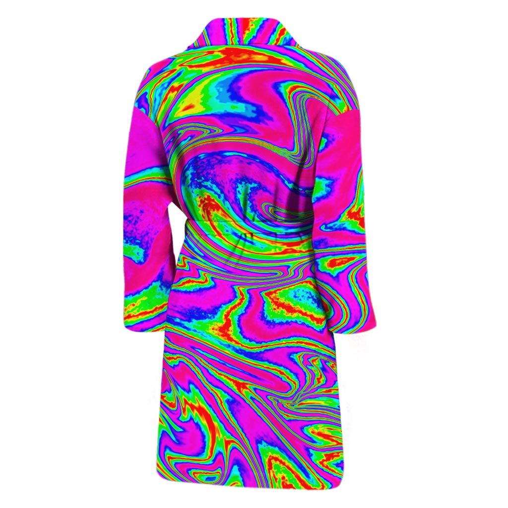 Abstract Psychedelic Liquid Trippy Print Men's Bathrobe