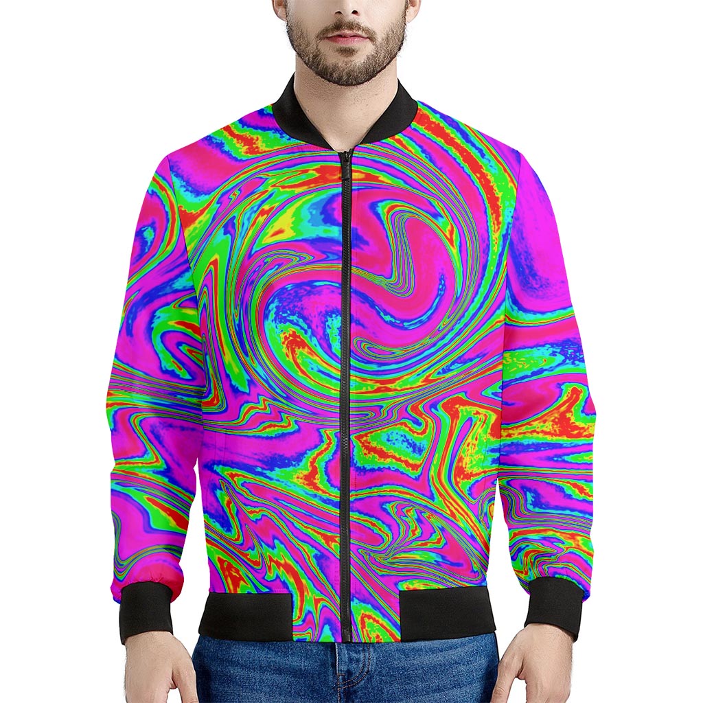 Abstract Psychedelic Liquid Trippy Print Men's Bomber Jacket