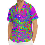 Abstract Psychedelic Liquid Trippy Print Men's Deep V-Neck Shirt