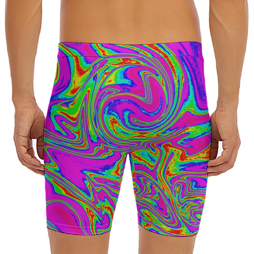 Abstract Psychedelic Liquid Trippy Print Men's Long Boxer Briefs