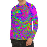 Abstract Psychedelic Liquid Trippy Print Men's Long Sleeve Rash Guard