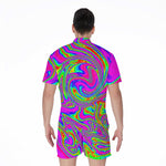Abstract Psychedelic Liquid Trippy Print Men's Rompers