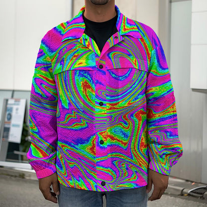 Abstract Psychedelic Liquid Trippy Print Men's Shirt Jacket