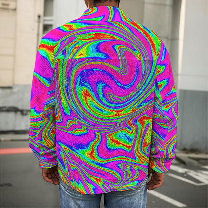 Abstract Psychedelic Liquid Trippy Print Men's Shirt Jacket