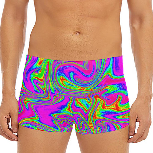 Abstract Psychedelic Liquid Trippy Print Men's Short Boxer Briefs