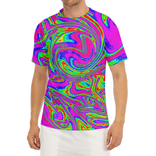 Abstract Psychedelic Liquid Trippy Print Men's Short Sleeve Rash Guard
