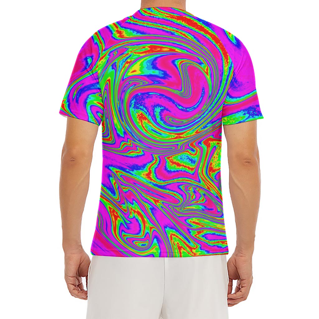 Abstract Psychedelic Liquid Trippy Print Men's Short Sleeve Rash Guard