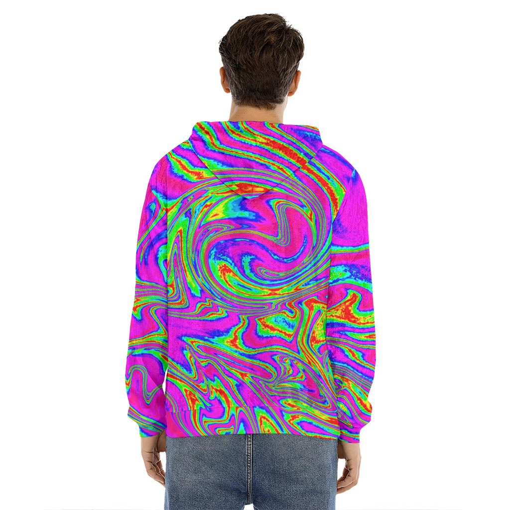 Abstract Psychedelic Liquid Trippy Print Men's Velvet Pullover Hoodie