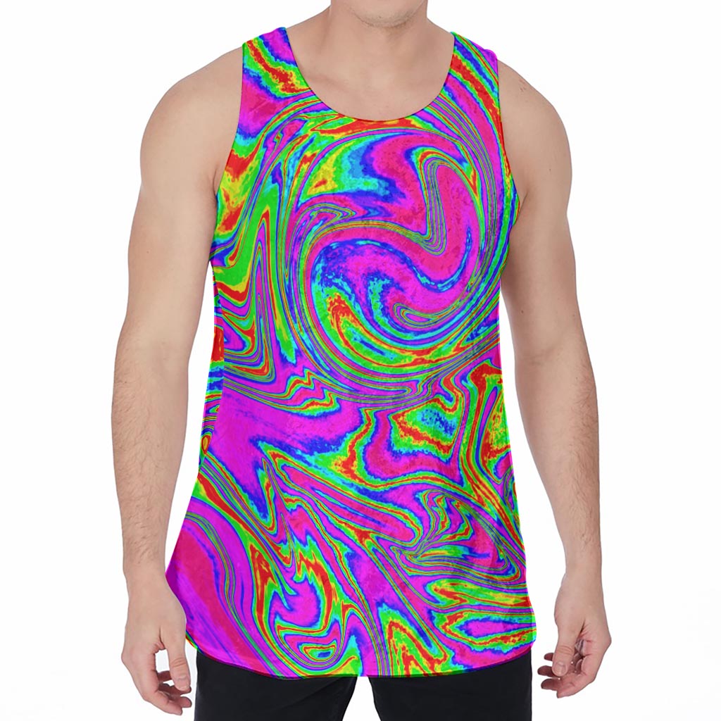 Abstract Psychedelic Liquid Trippy Print Men's Velvet Tank Top
