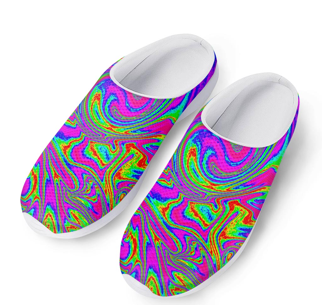 Abstract Psychedelic Liquid Trippy Print Mesh Casual Shoes