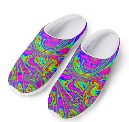 Abstract Psychedelic Liquid Trippy Print Mesh Casual Shoes