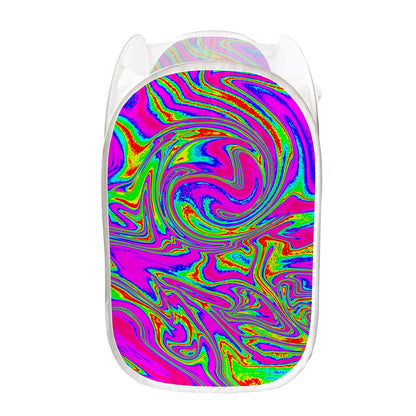 Abstract Psychedelic Liquid Trippy Print Mesh Laundry Hamper