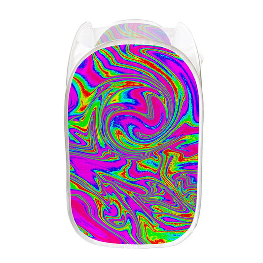 Abstract Psychedelic Liquid Trippy Print Mesh Laundry Hamper