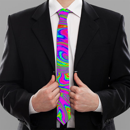 Abstract Psychedelic Liquid Trippy Print Necktie