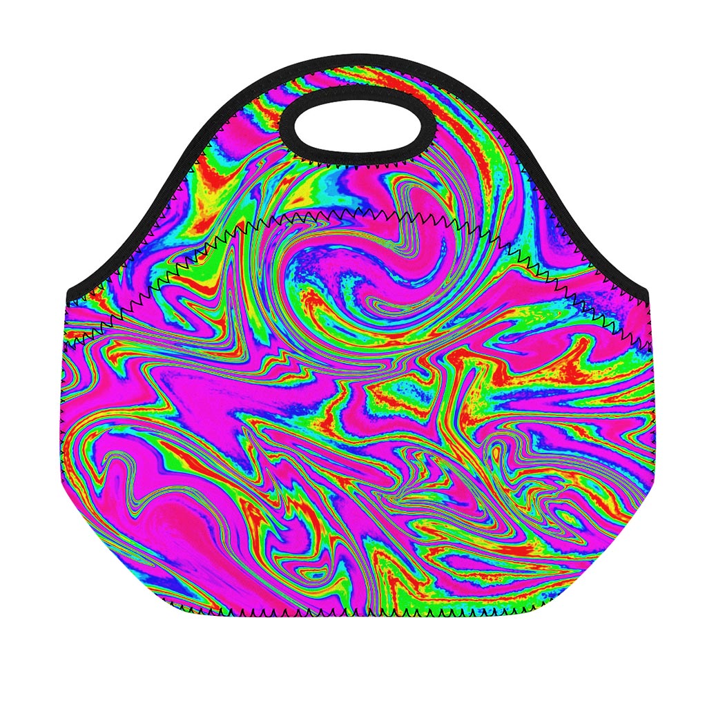 Abstract Psychedelic Liquid Trippy Print Neoprene Lunch Bag
