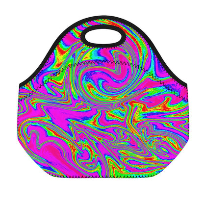 Abstract Psychedelic Liquid Trippy Print Neoprene Lunch Bag