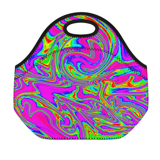 Abstract Psychedelic Liquid Trippy Print Neoprene Lunch Bag