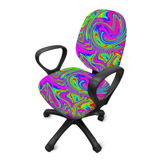 Abstract Psychedelic Liquid Trippy Print Office Chair Cover