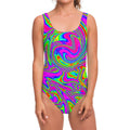 Abstract Psychedelic Liquid Trippy Print One Piece Swimsuit