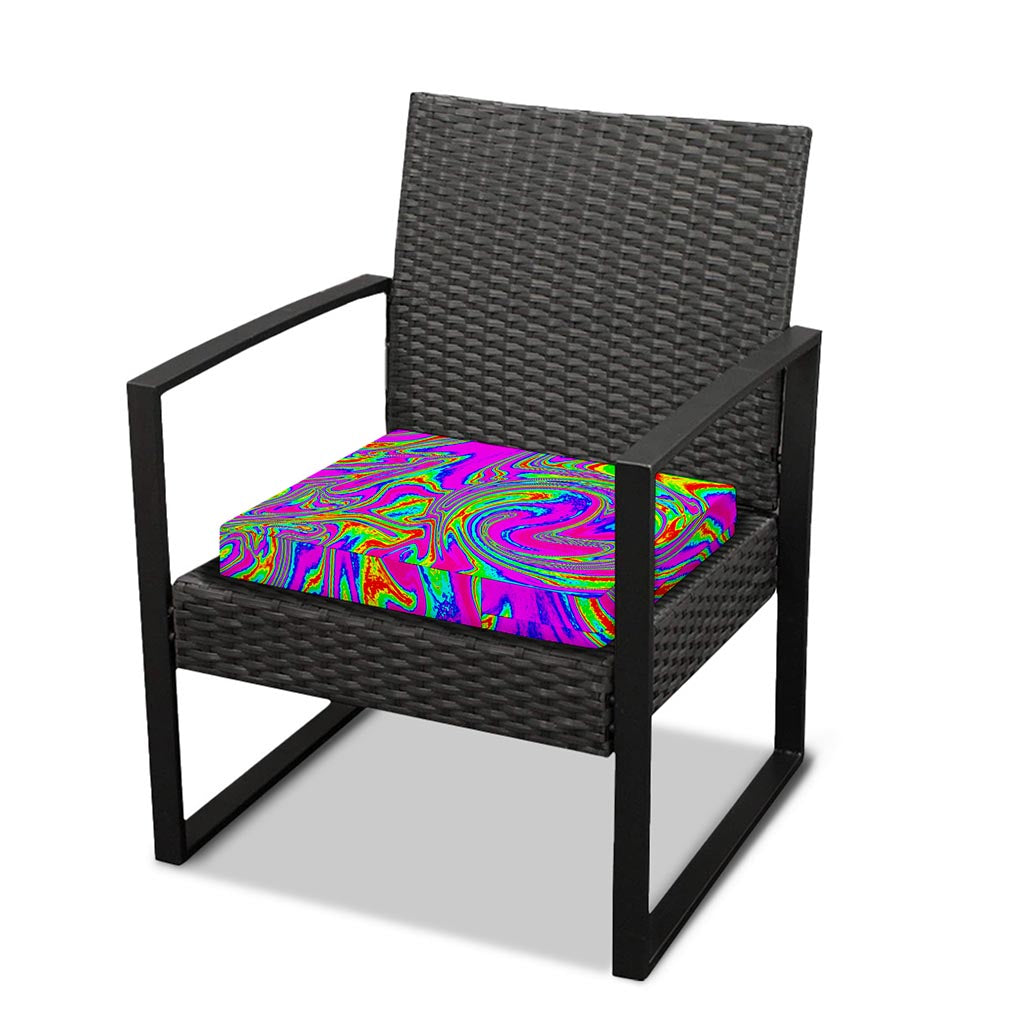 Abstract Psychedelic Liquid Trippy Print Outdoor Seat Cushion Cover