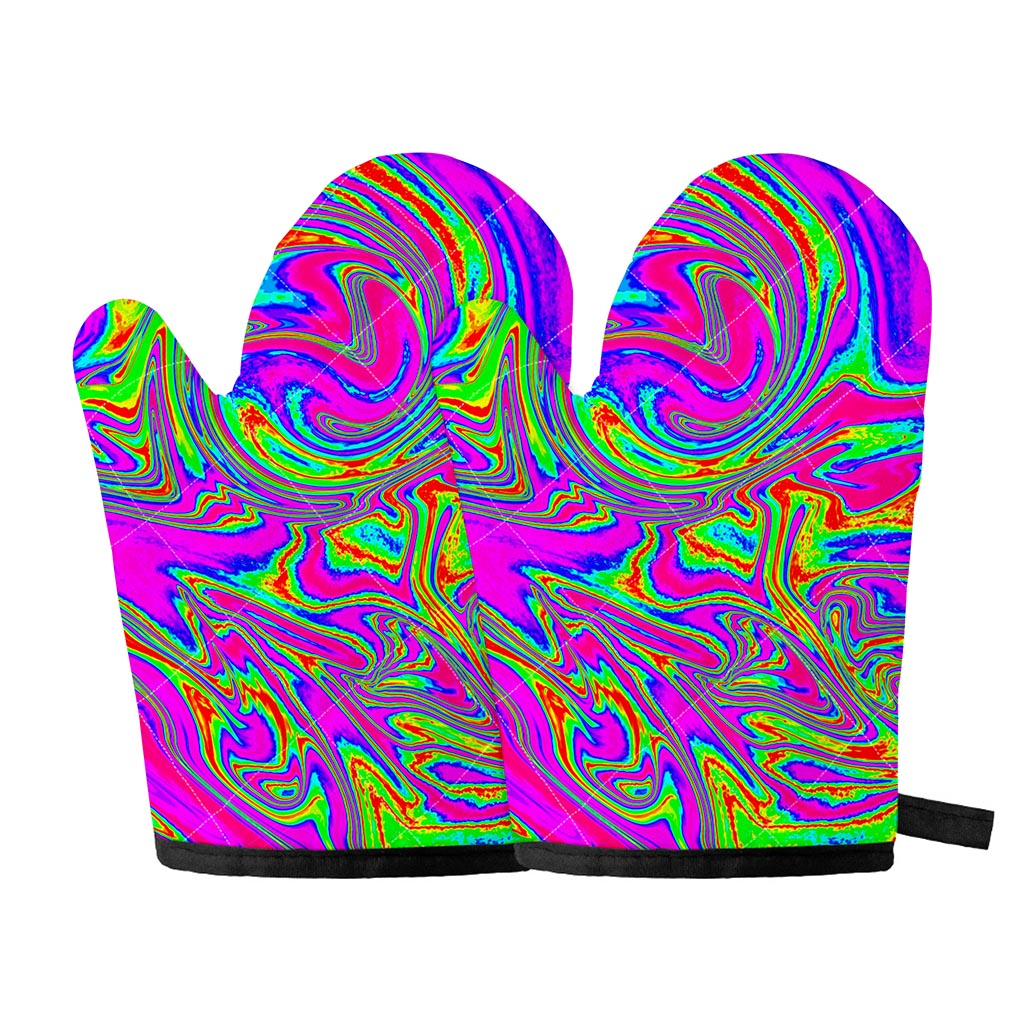 Abstract Psychedelic Liquid Trippy Print Oven Mitts
