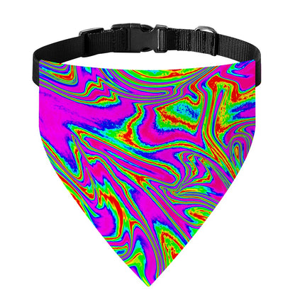 Abstract Psychedelic Liquid Trippy Print Over The Collar Dog Bandana