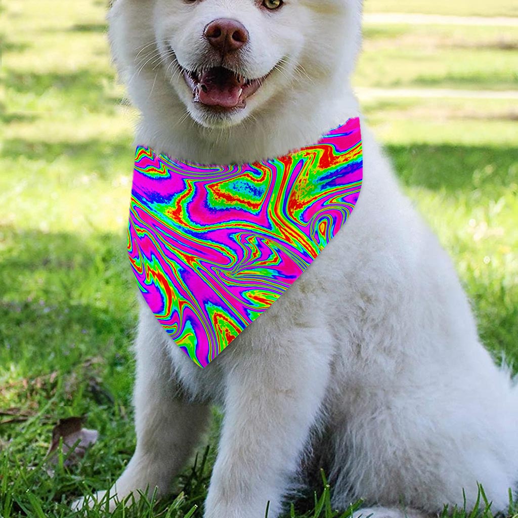 Abstract Psychedelic Liquid Trippy Print Over The Collar Dog Bandana